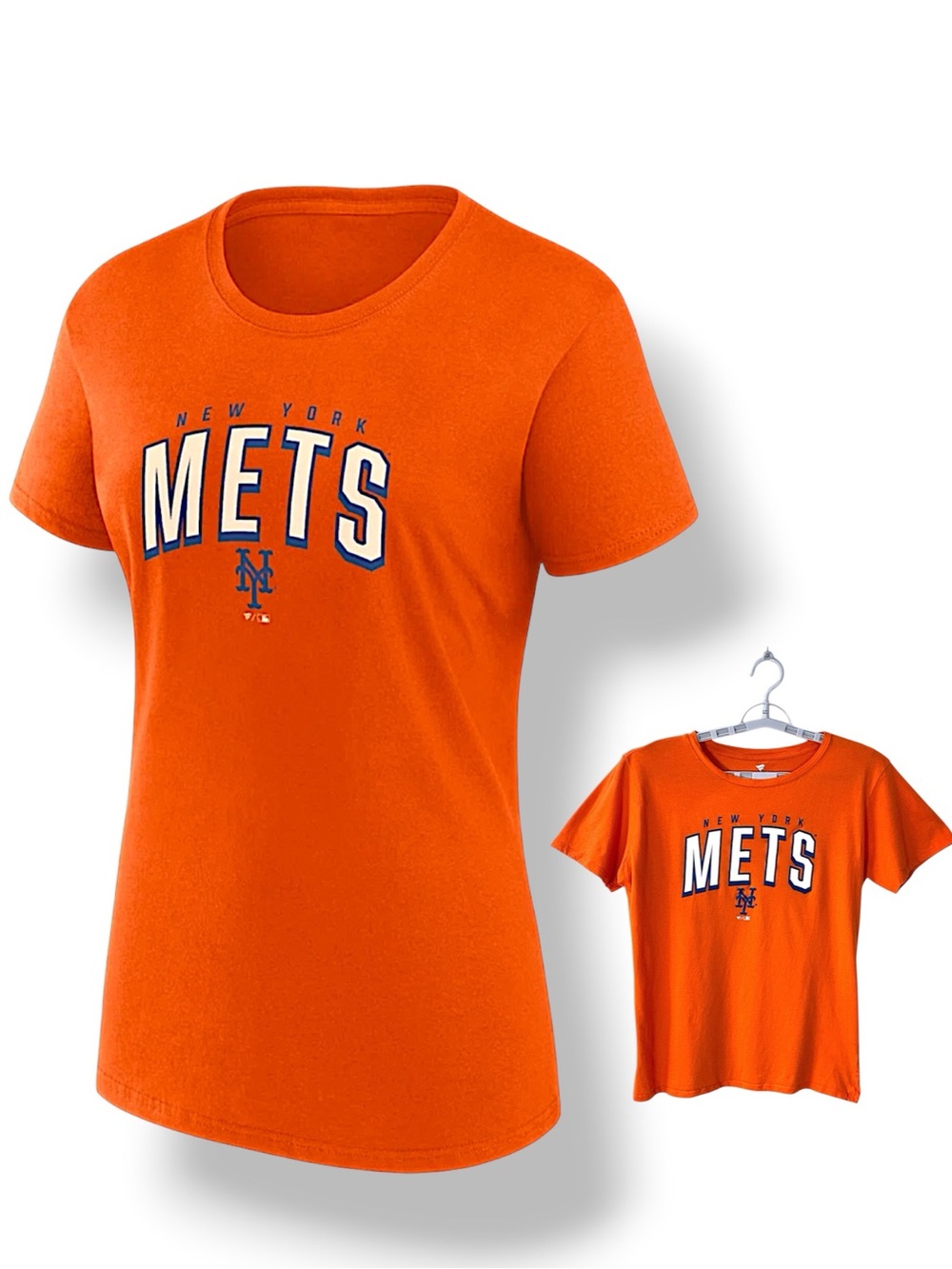 New York Mets Women’s T Shirt Graphic Orange Blue short-sleeve fan XL